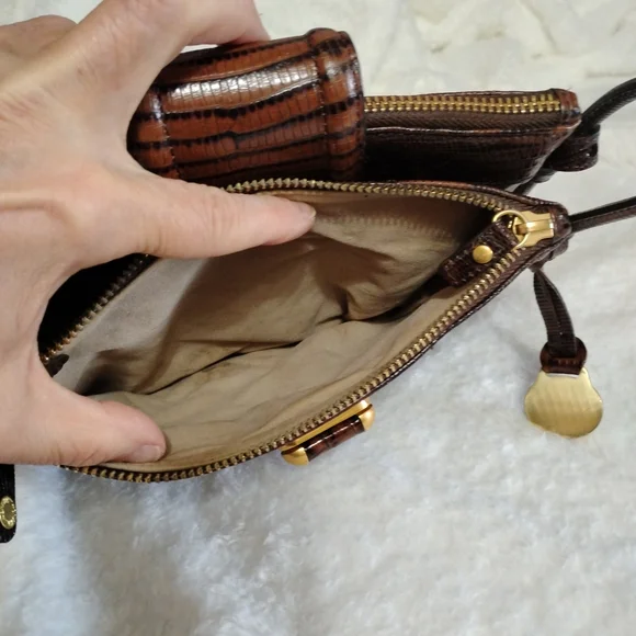 Vintage Brahmin Brown Pecan Melbourne Crossbody Leather String Wallet Organizer - Picture 7 of 13